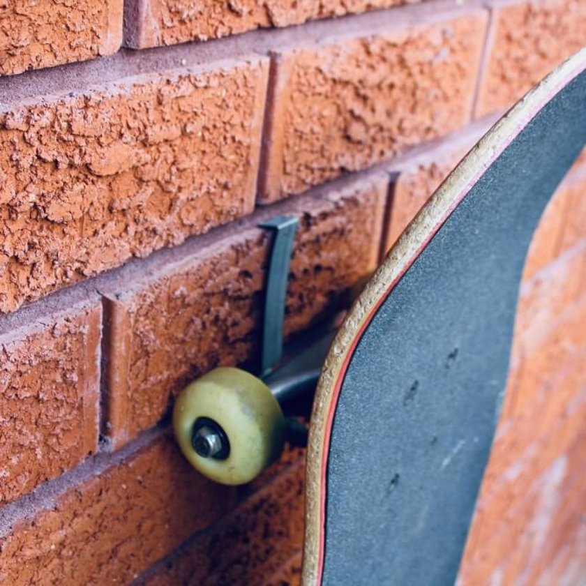 Our Brick holder can also handle large objects such as skateboards. Great for home organization.